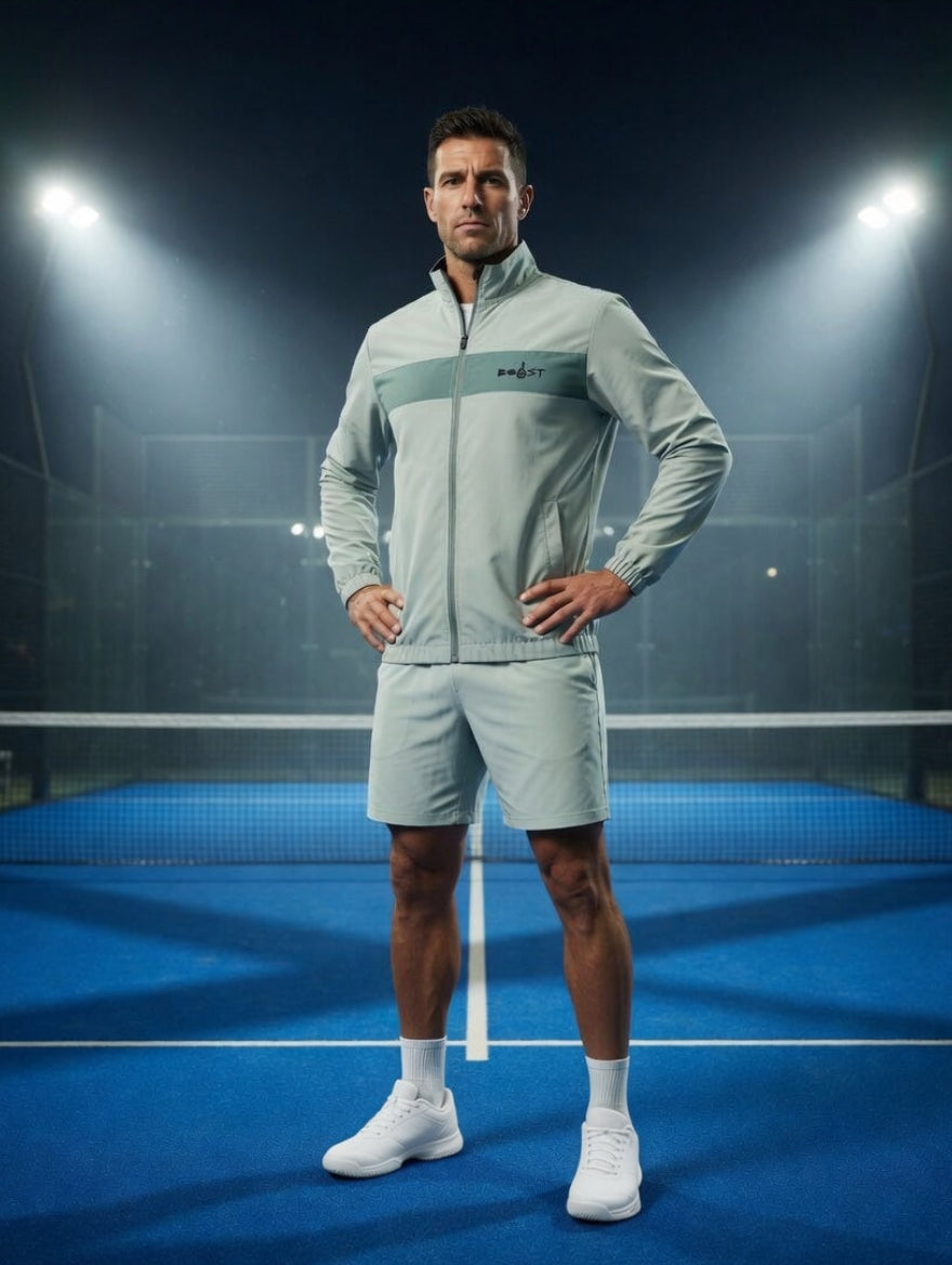 Male warm up jacket.